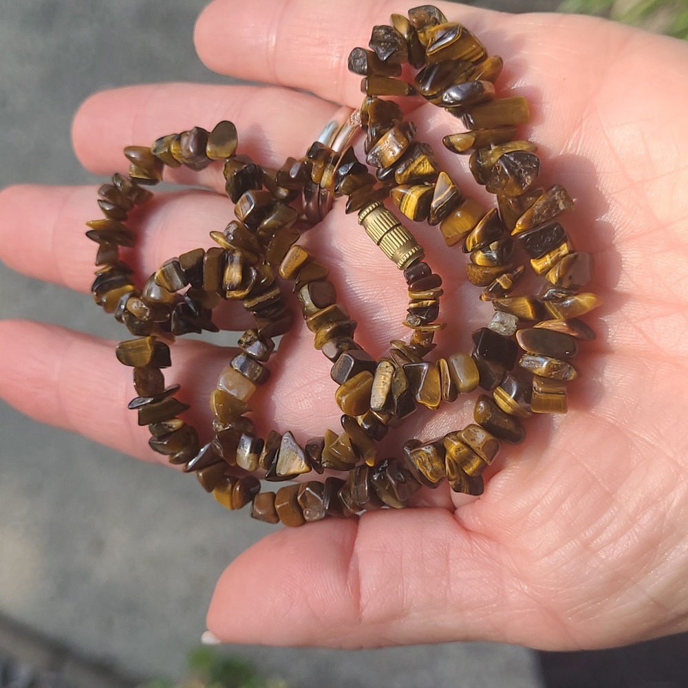 Tigers Eye Stone Chip Necklace 18" - Picture 7 of 8